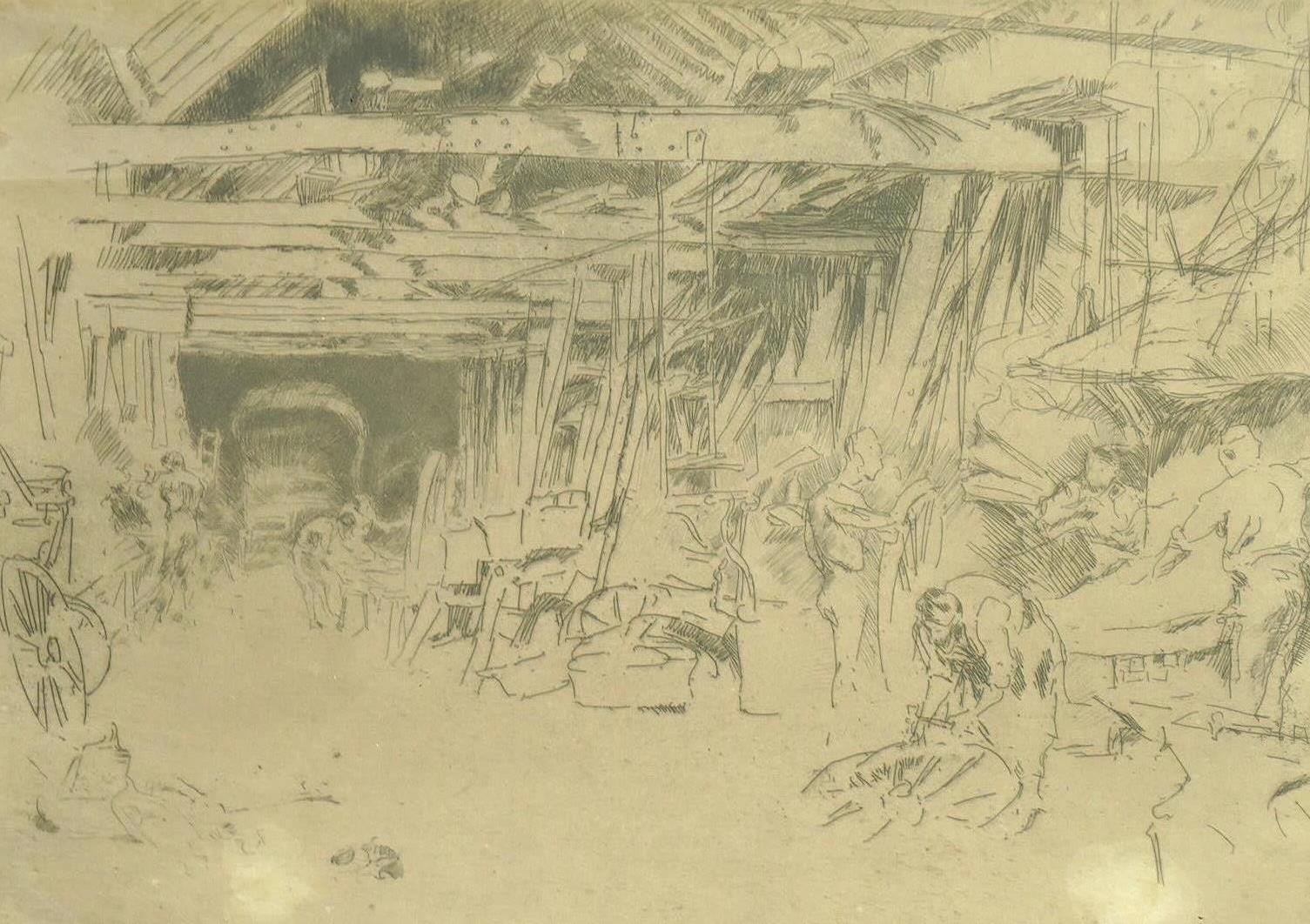 James Abbott McNeill Whistler RBA (American, 1834-1903), 'Wheelwright 1879-80', drypoint etching, 12.5 x 17cm